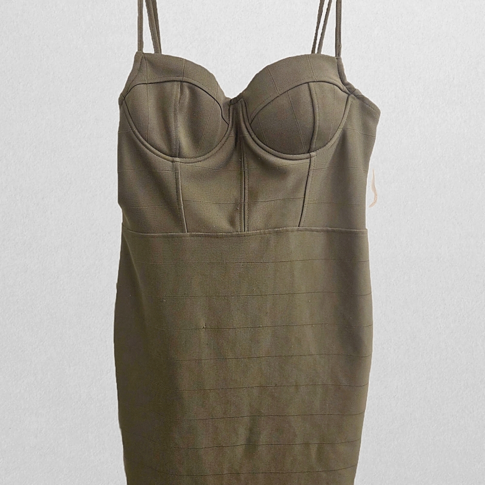 Elegant Olive Green Bodycon Dress